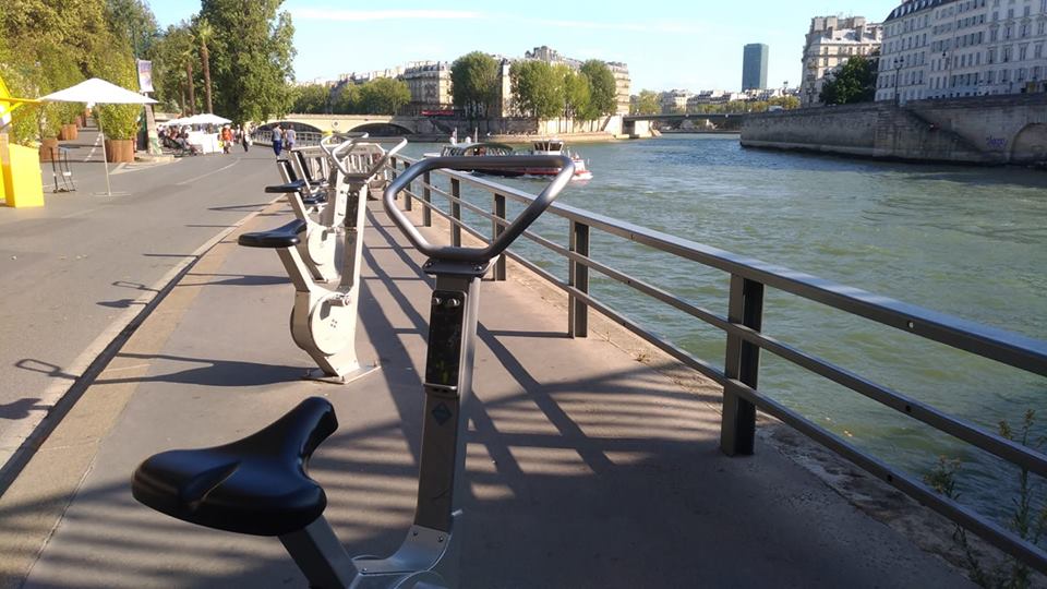 Pedal Power Generator and Seine River_France_082618A